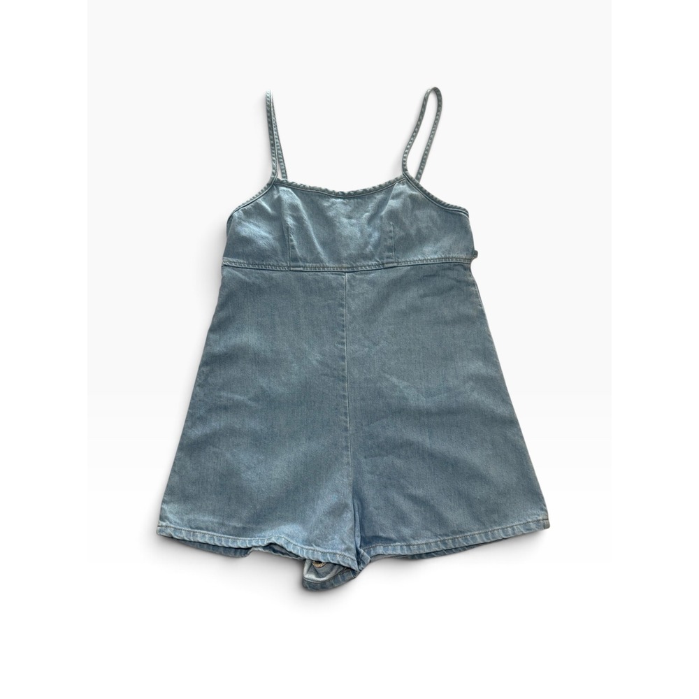 BDG Urban Outfitters Denim Romper Light Wash Blue Sleeveless Back Tie XS